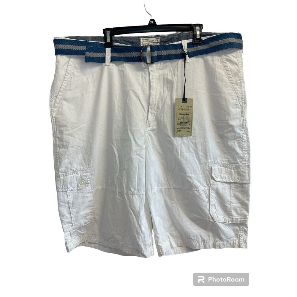 Alexander Julian Colours Mens‎ Size 44 White Belted Cargo Shorts Inseam 12